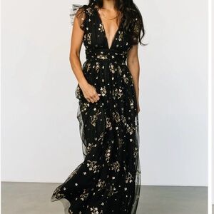 Baltic Born Black and Gold Floral Maxi Dress